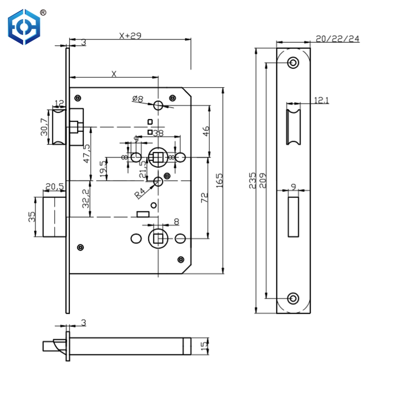 CE Certified Privacy Mortise Door Lock with Deadbolt for Bathroom Door
