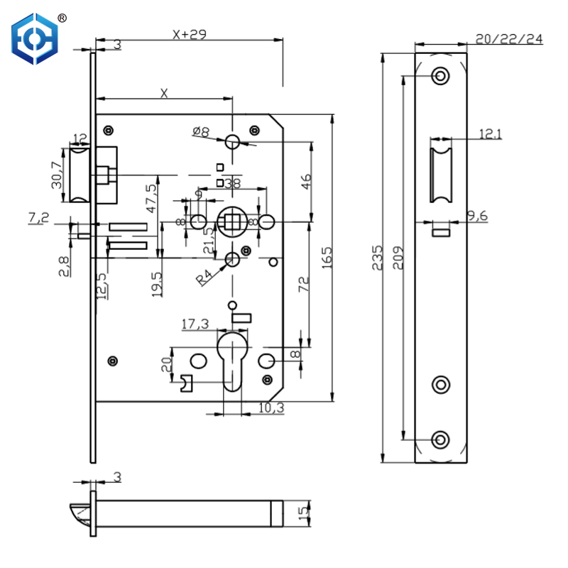 EN12209 CE Anti-thrust Night Latch Mortise Lock with Escape Function
