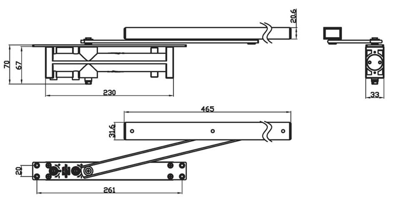 Sliver Lacquered Aluminum Concealed Door Closer