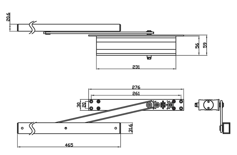 Aluminum CE Buffer Hydraulic Hotel Special Concealed Hidden Door Closer
