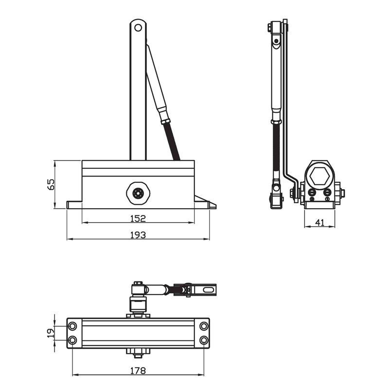 Aluminium Alloy Hold Open Hydraulic Overhaned Automatic Door Closer for Any Kinds Door