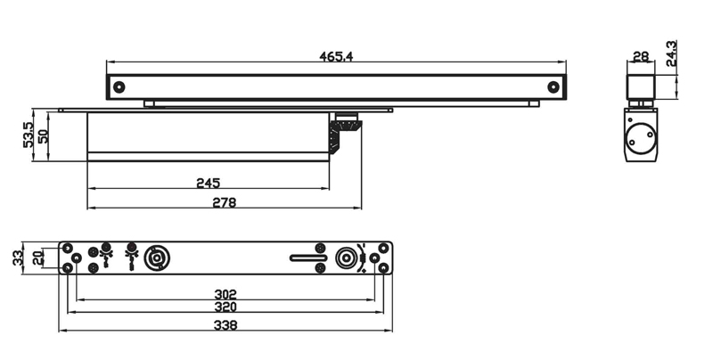 Silver Aluminium Commercial Heavy Duty Automatic Residential ANSI Grade 1 Spring Hydraulic Door Closer