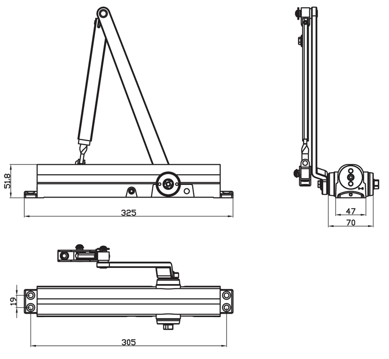 Adjustable Size 2 ANSI Commercial Grade 1 Spring Hydraulic Door Slam Preventer Automatic Door Closer