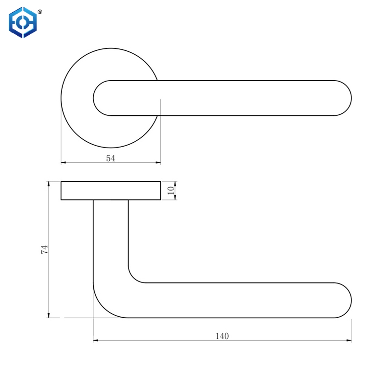 Tube lever door handles silver finish color round