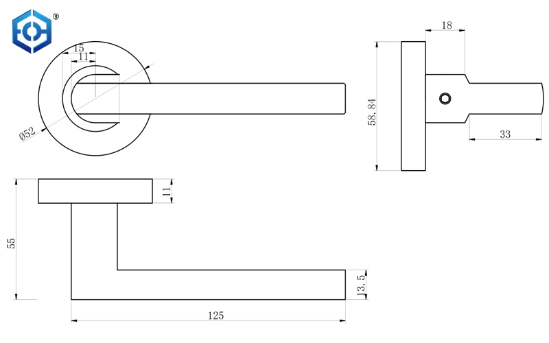 Solid or hollow Lever Door Handle For Main Wooden Door