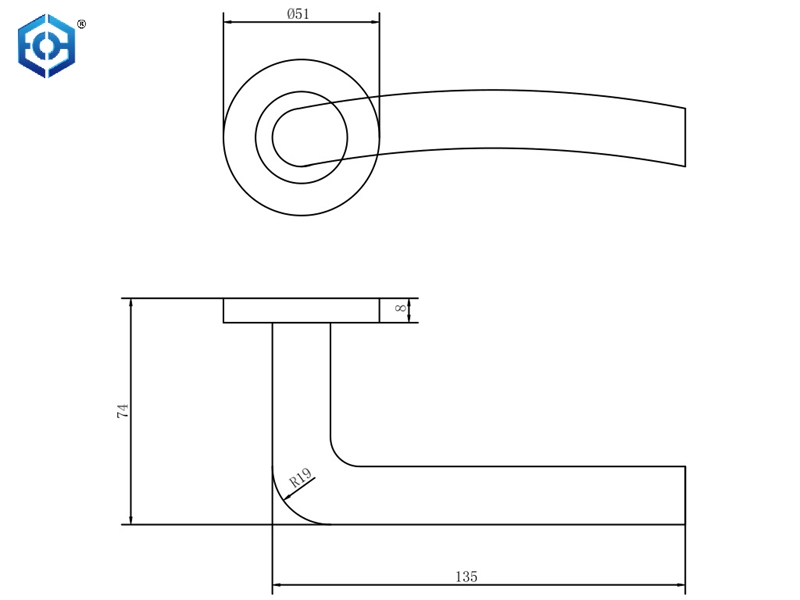 Stainless Steel Tube Lever Type Door Handles