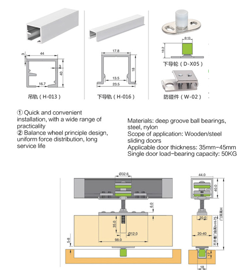 Folding Door Rotating Hang Wheel Pulley for Active Wall Partition Silent Bearing