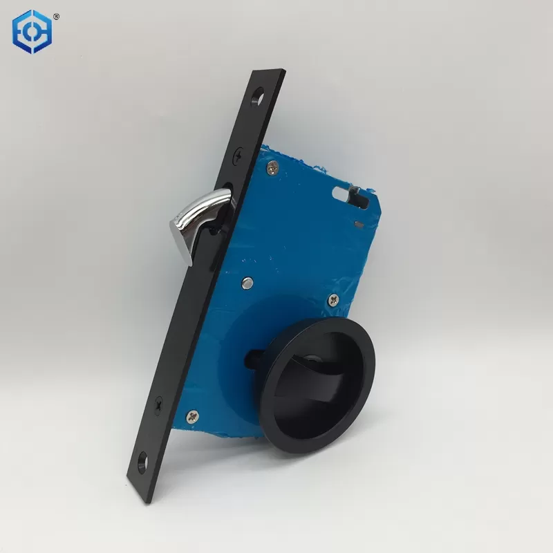 Black Round Zinc Alloy Sliding Door Lock