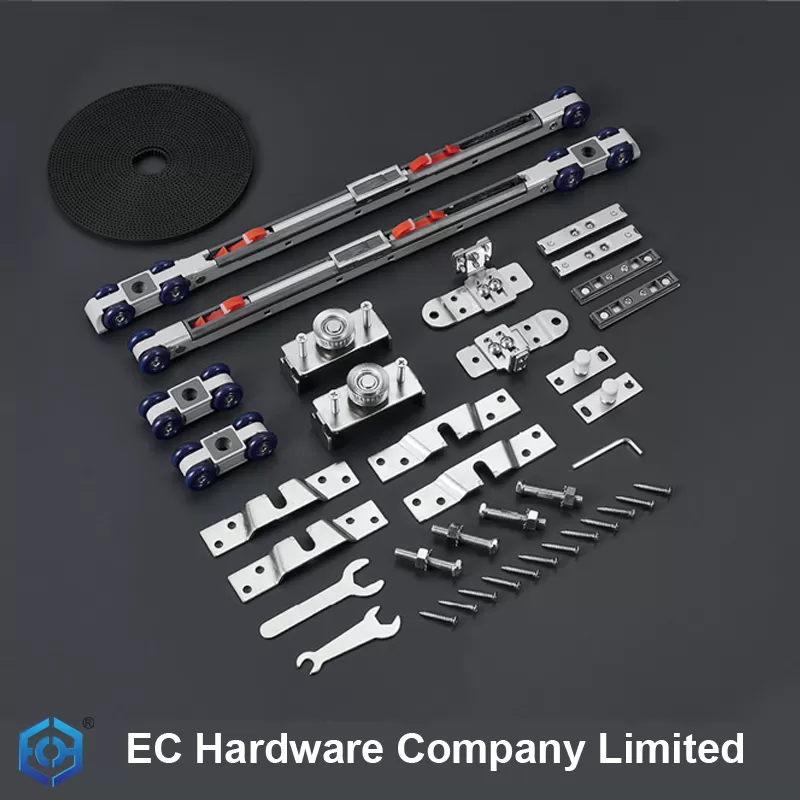 2+2 Double Soft Close 4 Doors Opposite Sync Opening Telescopic Sliding Door Roller System