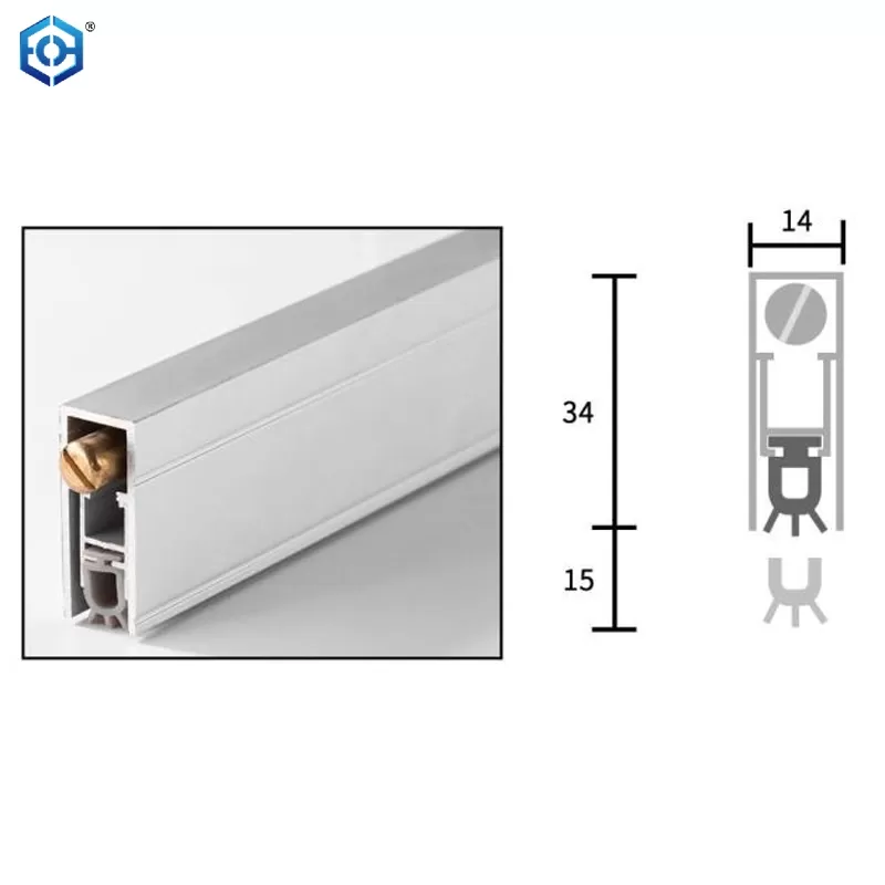 Surface Mounted Aluminum Automatic Door Bottom Seal Under Door Seal with Double Neoprene Seal
